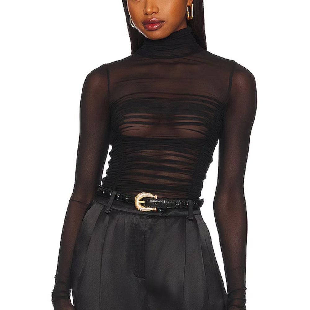 Free People Black Sheer Top